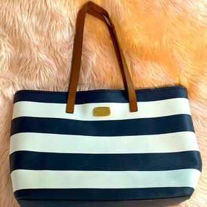 Michael Kors navy & white stripped tote